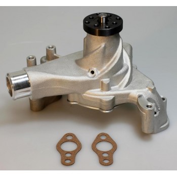 CHEVY SBC LONG WATER PUMP ALUMINUM SATIN HIGH VOLUME STAINLESS BOLT KIT INCLUDED BEST AVAILAILABLE
